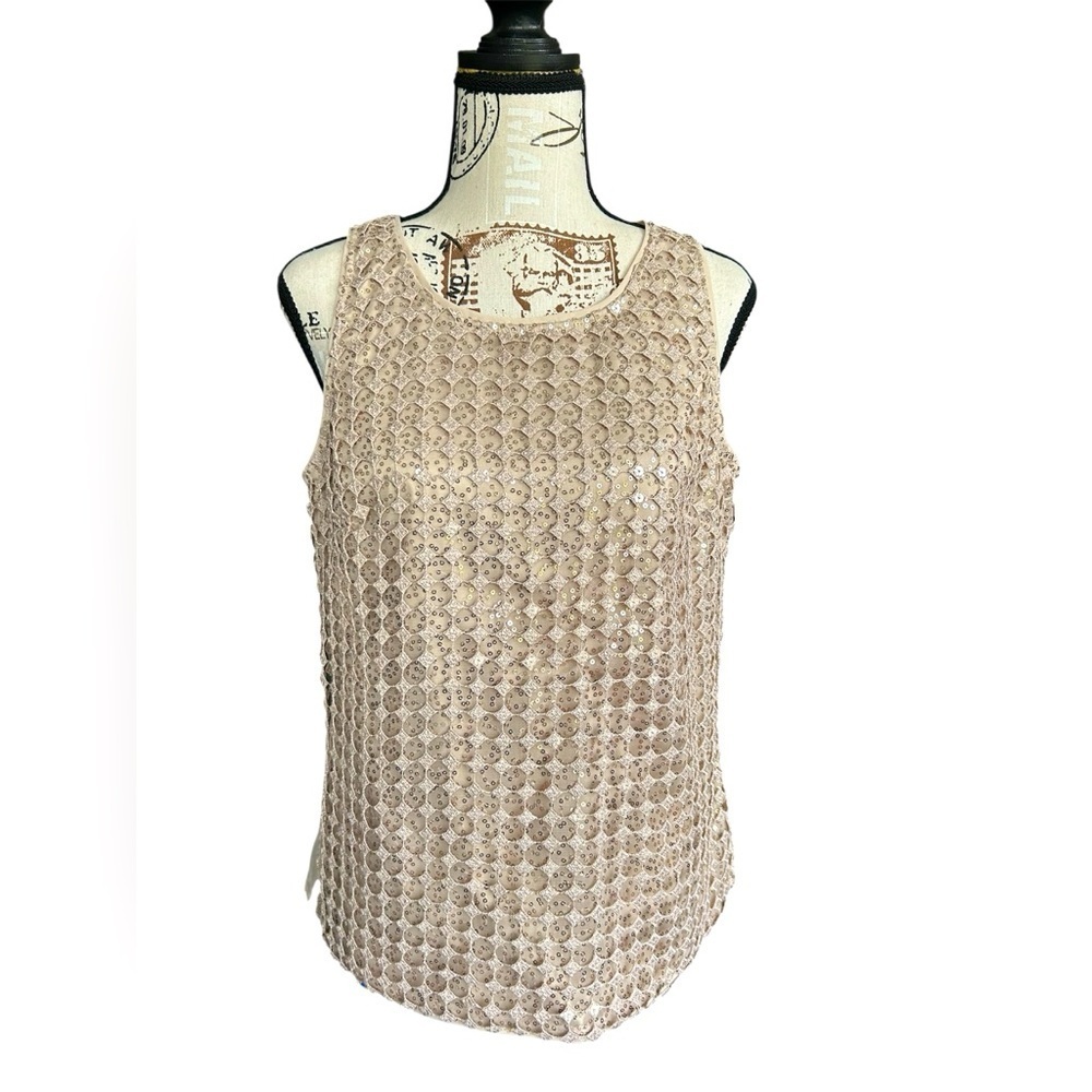 White House Black Market Like New Soft Gold Sequins Cami/Tank size small